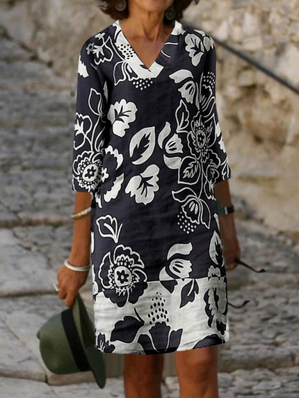 

Color Block Loosen Vacation Dresses, Black, Mini Dresses