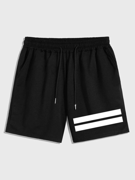 

Striped Geometric Striped Pants, Black, Men's shorts