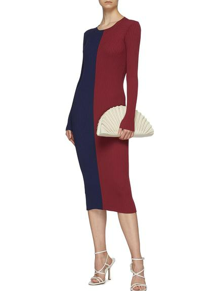 

Yarn/Wool Yarn Regular Fit Color Block Dress, As picture, Midi Skirts