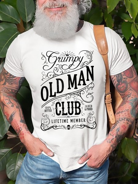 

Grumpy Old Man Club Graphic Short Sleeve Loose Tee, White, T-shirt