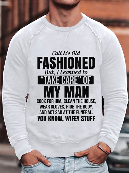 

Call Me Old Fashioned Long Sleeve Casual Sweatshirt, White, Sweater