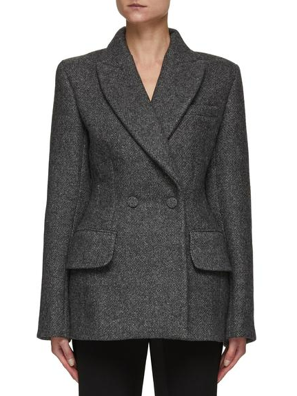 

Vintage,Elegant Solid Woolen Outerwear, As picture, Blazers