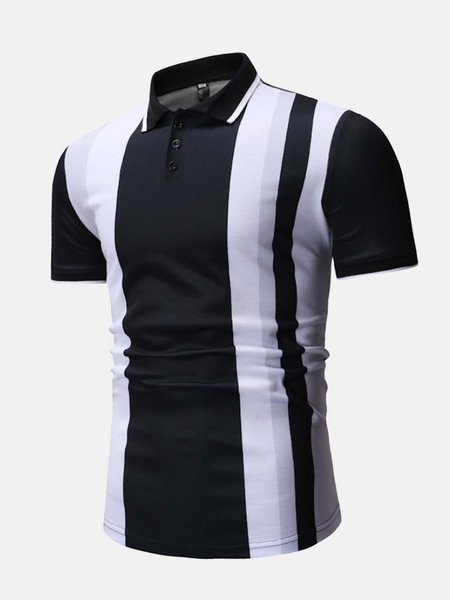 

Simple Stripes Casual Short Sleeve Shirts & Tops, Black, Men's t-shirts