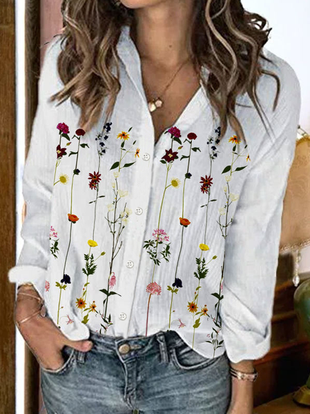 

Cotton Blends Floral Shirts & Tops, White, Shirts & Blouses