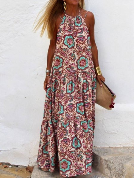 

Floral Boho Loosen Dresses, Multicolor, Maxi Dresses