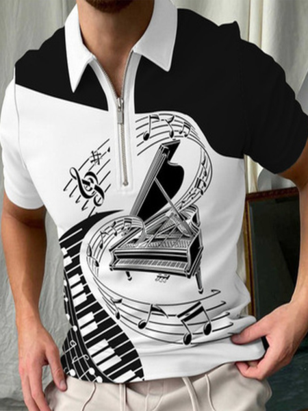 

Abstract Lapel Casual Shirts & Tops, As picture, Men's t-shirts
