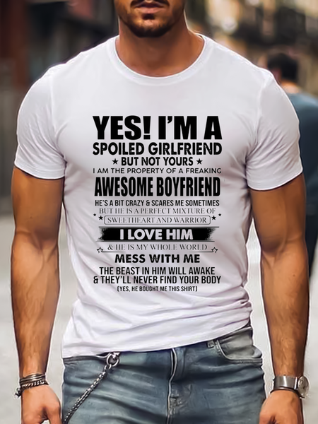 

Hot print SLOGAN Shirts & Tops, White, Men's t-shirts