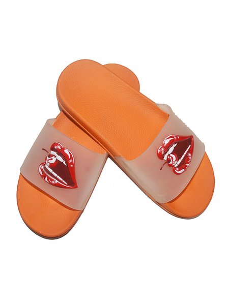 

Valentine's Day Personalized Cherry Red Lip Strip Drag, Orange, Women Shoes