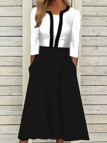 

Regular Fit Cotton Blends Casual Dresses, Black-white, Maxi Dresses