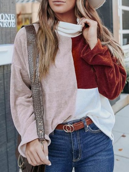

Elegant Color Block Shirts & Tops, Multicolor, Long sleeve tops