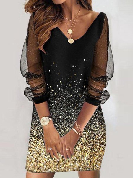

Garza Patchwork Scollo a V Abito, Nero, Dresses