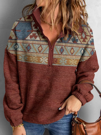 

Tribal Cotton Blends Regular Fit V Neck Zipper Sweatshirt, Red, Hoodies & Sweatshirts