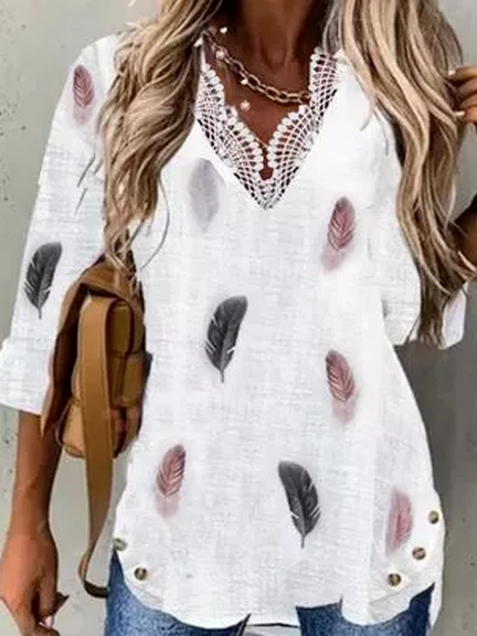 

Feather Casual Cotton Blends Long sleeve Shirts & Tops, White, Long sleeve tops