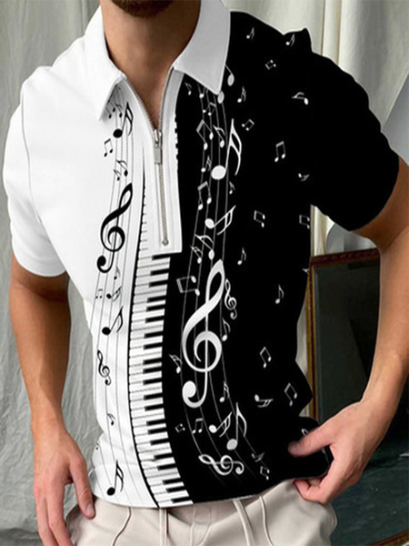 

Lapel Short Sleeve Casual Shirts & Tops, As picture, Men's t-shirts