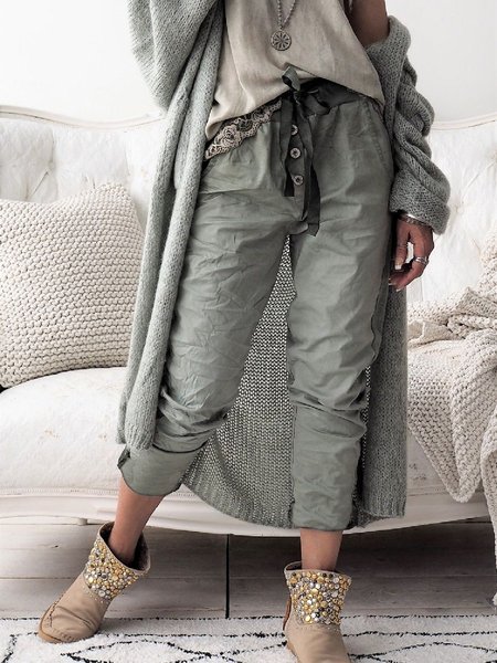 

Regular Fit Cotton Simple Pants, Gray, Pants