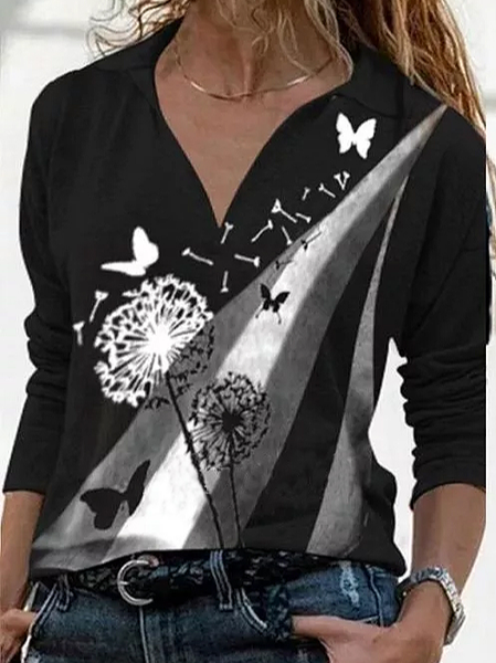 

Casual Cotton Blends Color Block Shirts & Tops, Black, Long sleeve tops
