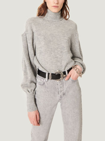 

Solid High Neck Vintage Sweater, As picture, Pullovers