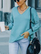 

Off Shoulder Loosen Casual Solid Sweater, Blue, Sweaters