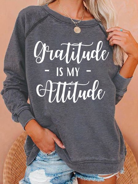 

Gratitude Is My Attitude Women's Sweatshirt, Gray, Hoodies&Sweatshirts
