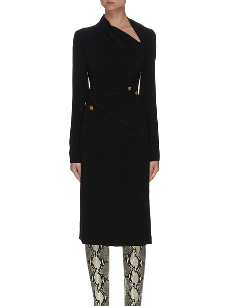 

Asymmetrical Neck Regular Fit Elegant Dresses, Black, Midi Skirts