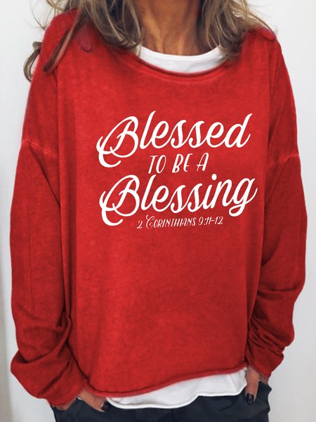 

Blessed To Be Blessing Christ Casual Regular Fit Letter Sweatshirt, Red, Hoodies&Sweatshirts