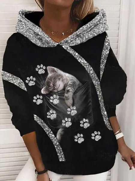 

Sporty Hooded Christmas Snowman Sweatshirt, Multicolor, Hoodies & Sweatshirts