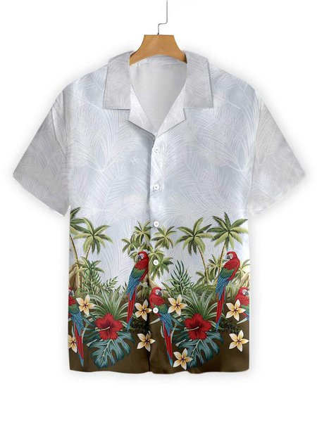

New Coconut Tree Element Hawaiian Shirt, White, Men's Floral shirt