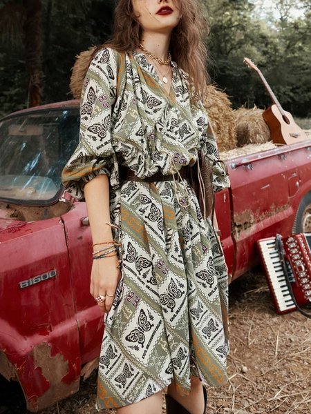 

Butterfly V Neck Loosen Dresses, Multicolor, Boho dresses