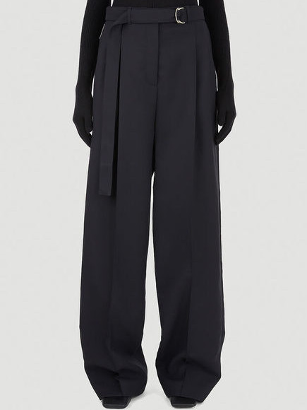 

Elegant Loosen Solid Pant With Belt, Black, Wide Leg Pants