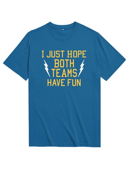 

Unocis Fun Text Print Round Neck Short Sleeve T-Shirt, Blue, T-shirts