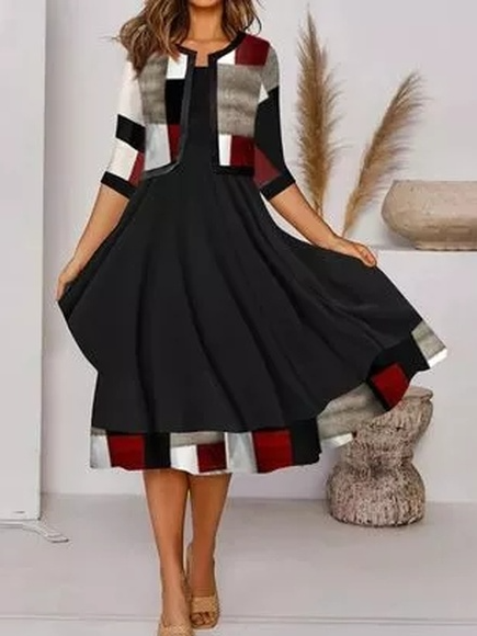 

Casual Regular Fit Crew Neck Dresses, Black, Casual Dresses
