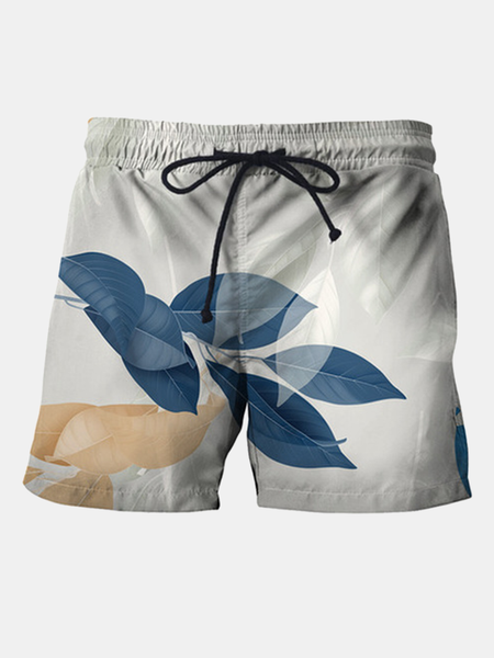 

Leaves Plants Ombre Casual Pants, As picture, Men's shorts