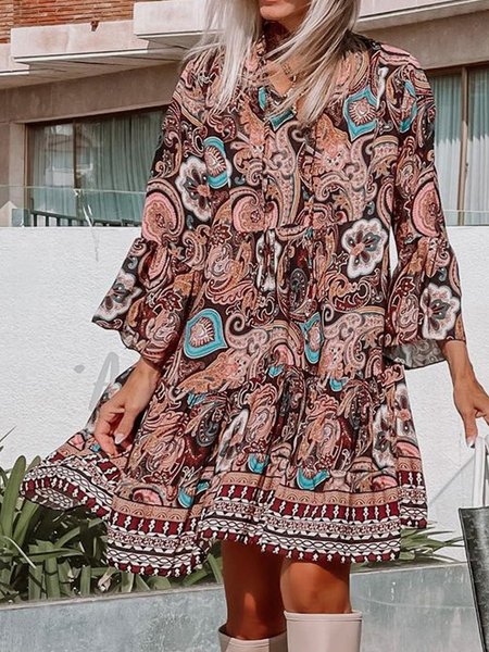 

Boho Loosen Floral Dresses, Flower, Mini Dresses