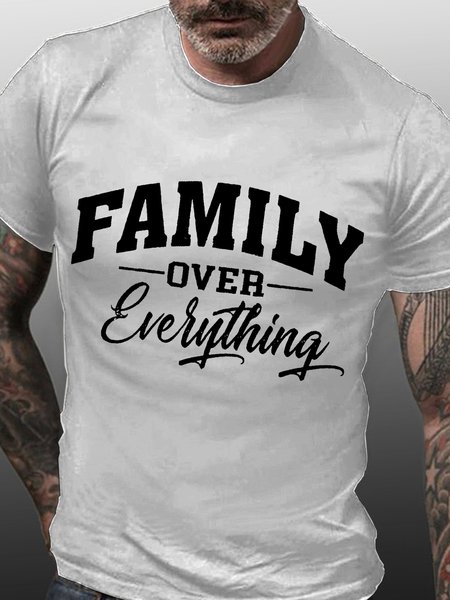 

Family Over Everything Short Sleeve Casual Tshirts, White, T-shirts