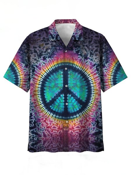 

Hippie Short Sleeve Shirt, Purple, Men's Floral shirt