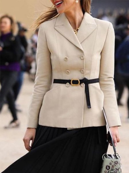 Elegant Solid Buttoned Formal Outerwear, As picture, Blazers