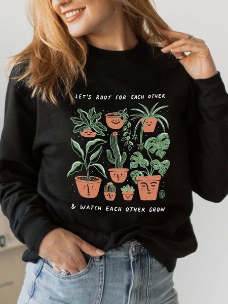 

Loosen Casual Floral Sweatshirt, Black, Hoodies & Sweatshirts