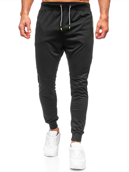 

Men's Patchwork Zipper Embellished Sweatpants, Black, Pants