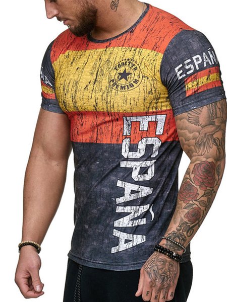 

Men's Flag Pattern Short Sleeve Casual T-shirt, As picture, T-shirt
