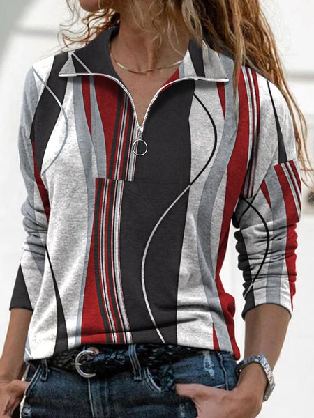 

Geometric Casual Shirts & Tops, Wine red, Tops