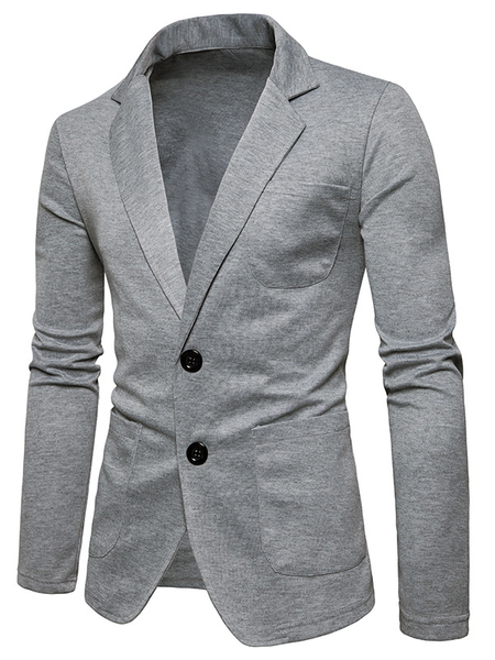 

Men's Plain 2 Button Casual Slim Fit Blazer, Light gray, Outerwear