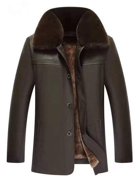 

Men's Lapel Casual Fleece Jackets, Brown, Jacket