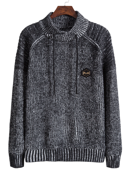 

Men's Plain Tie Long Sleeve Sweater, Gray, Sweater