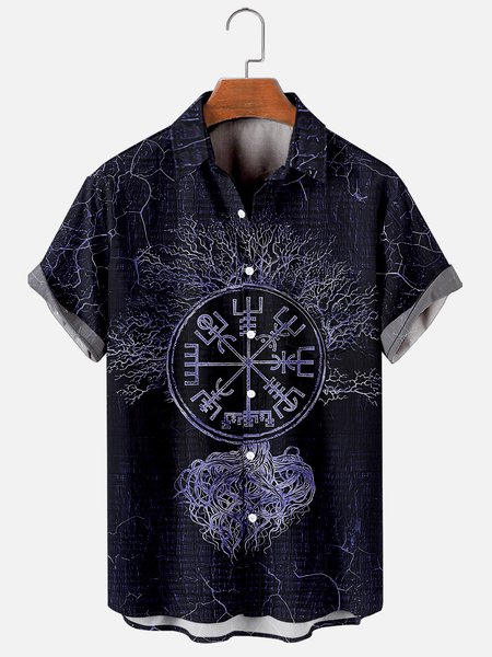 

Vintage Viking Short Sleeve Shirt, Purplish blue, Men's Floral shirt