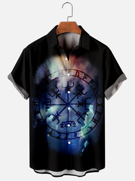

Vintage Viking Short Sleeve Shirt, Black, Men's Floral shirt