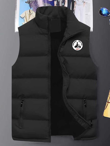 

Men's Pattern Casual Warm Cotton Vest, Black, Outerwear