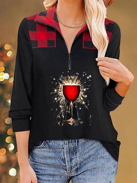 

Lapel Regular Fit Cotton Blends Sweatshirt, Black, Sweatshirts & Hoodies