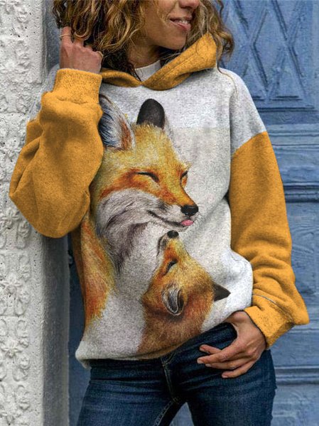 

Casual Cotton Blends Loosen Sweatshirt, Yellow, Hoodies&Sweatshirts