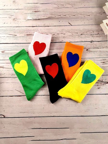 

Valentine's Day Simple Embroidered Heart Cotton Socks, Color2, Socks