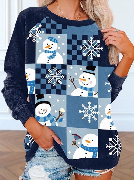 

Round Neck Casual Geometric Sweatshirt, Blue, Sweatshirts & Hoodies